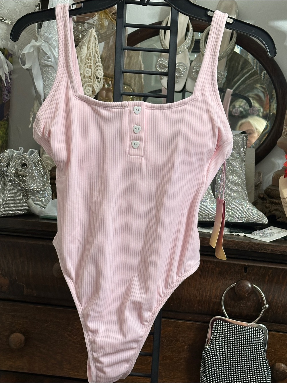 Stoney Clover Lane Ribbed Light Pink Girls One-Piece Bodysuit